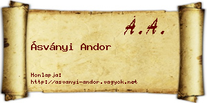 Ásványi Andor névjegykártya