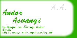 andor asvanyi business card